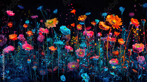 floral on black background 