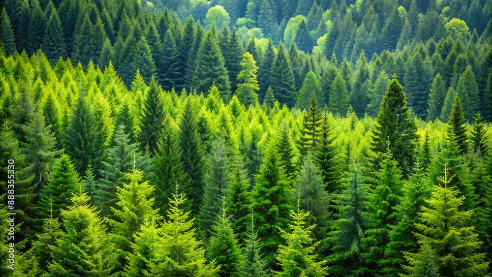 Fototapeta premium natural green trees in a forest of old spruce fir and pine,eco natural background
