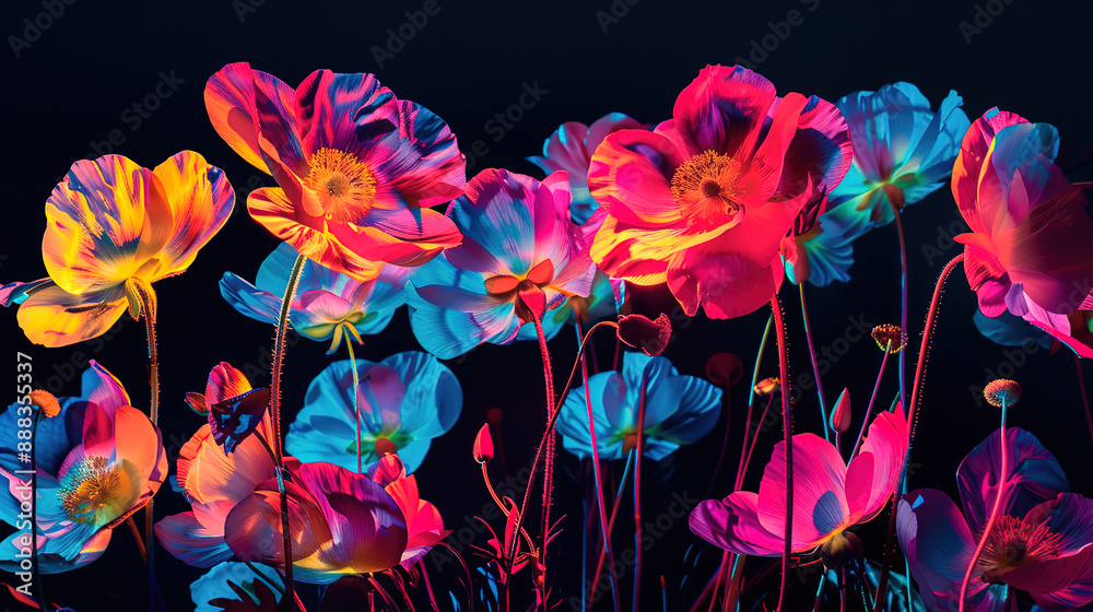 floral on black background floral on black background