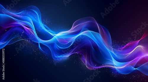 Vivid abstract vector with sweeping blue and purple waves over a dark background, optimized for banners and presentations.