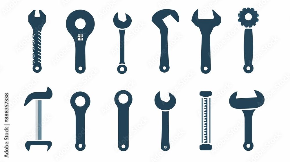 A comprehensive collection of various tool icons in a monochrome style, showcasing a variety of hardware, emphasizing versatility and utility, suitable for diverse industrial projects. A comprehensive collection of various tool icons in a monochrome style, showcasing a variety of hardware, emphasizing versatility and utility, suitable for diverse industrial projects.