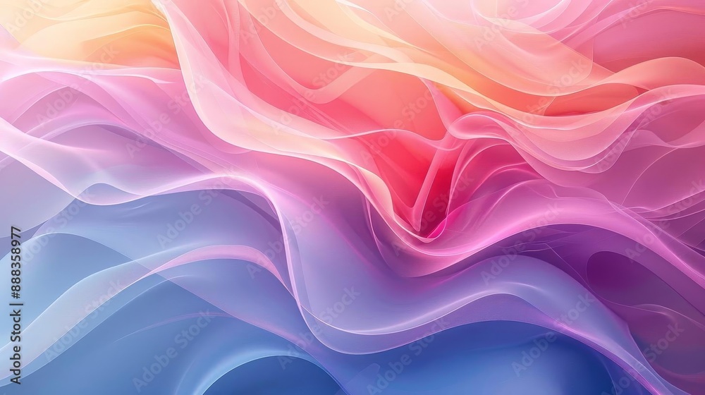 Fototapeta premium Abstract wavy pattern of colorful gradients with soft light and flowing textures, creating a sense of movement and serenity, background.