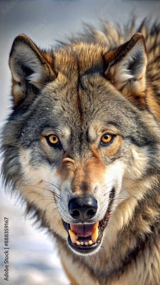 Aggressive Grey Wolf With Open Mouth and Sharp Teeth. Generative AI Aggressive Grey Wolf With Open Mouth and Sharp Teeth. Generative AI