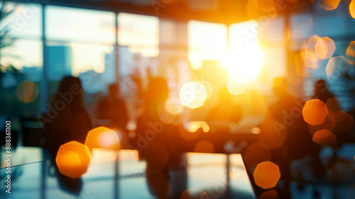 Far Blurred background of Corporate people working together in the conference room