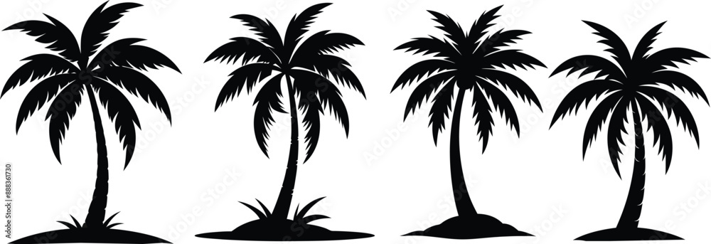 Fototapeta premium palm tree silhouette vector illustration