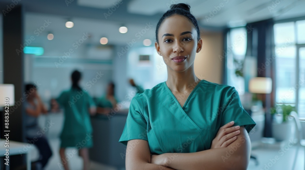 The nurse in green scrubs The nurse in green scrubs