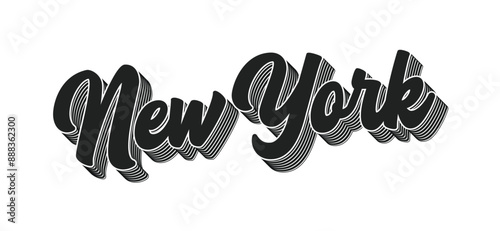 New York Text, New York Illustration, New York Vector, Handwritten New York, Calligraphy Text, East Coast City, Vector Illustration