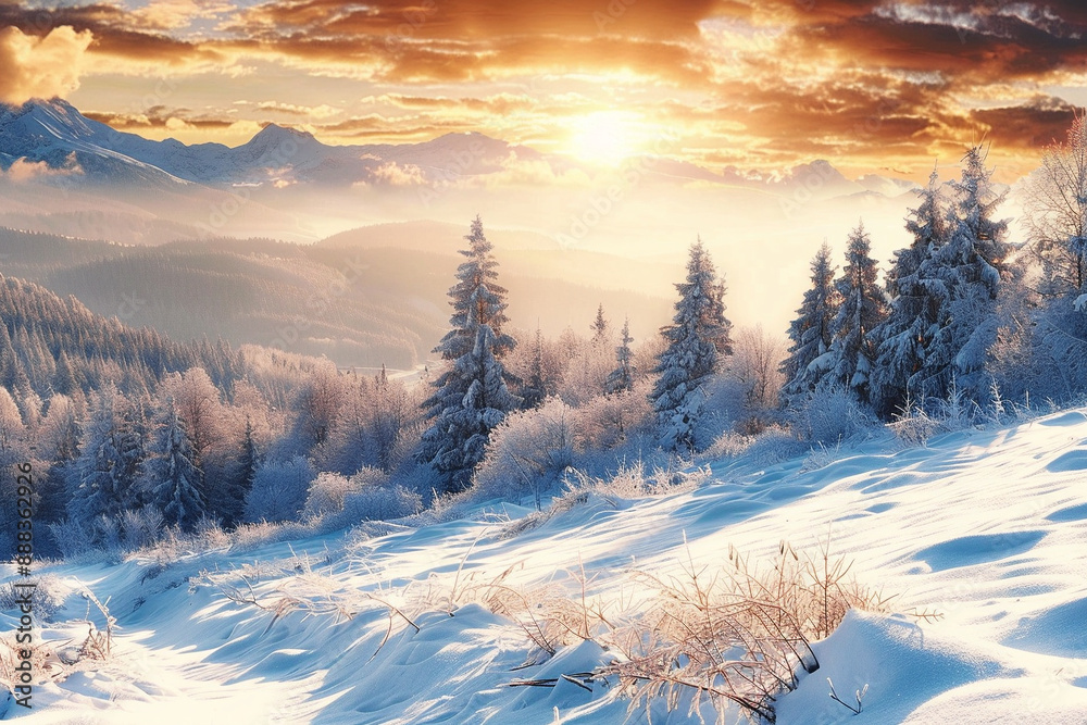 winter landscape with snow covered trees