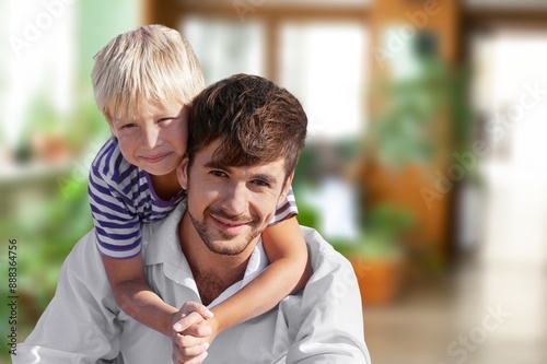 Εκτύπωση καμβά Single divorced young dad and happy small child