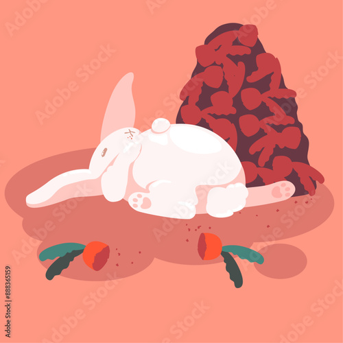 bunny stuffed from eating carrots