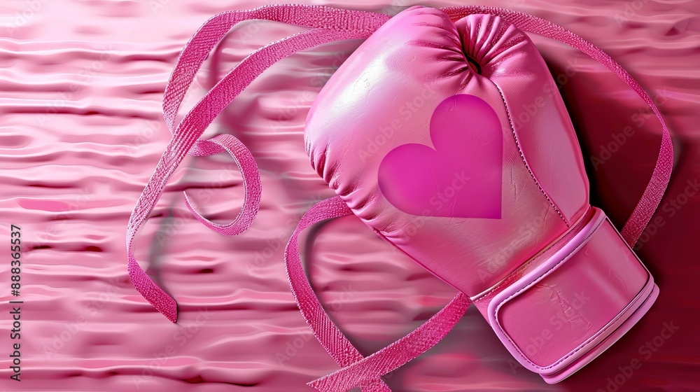 An endearing image of a pink boxing glove adorned with a heart design, accompanied by a textured ribbon, symbolizing love, strength, and the blend of soft and strong elements. An endearing image of a pink boxing glove adorned with a heart design, accompanied by a textured ribbon, symbolizing love, strength, and the blend of soft and strong elements.