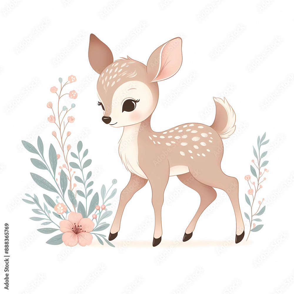 watercolor of baby deer image on white background watercolor of baby deer image on white background