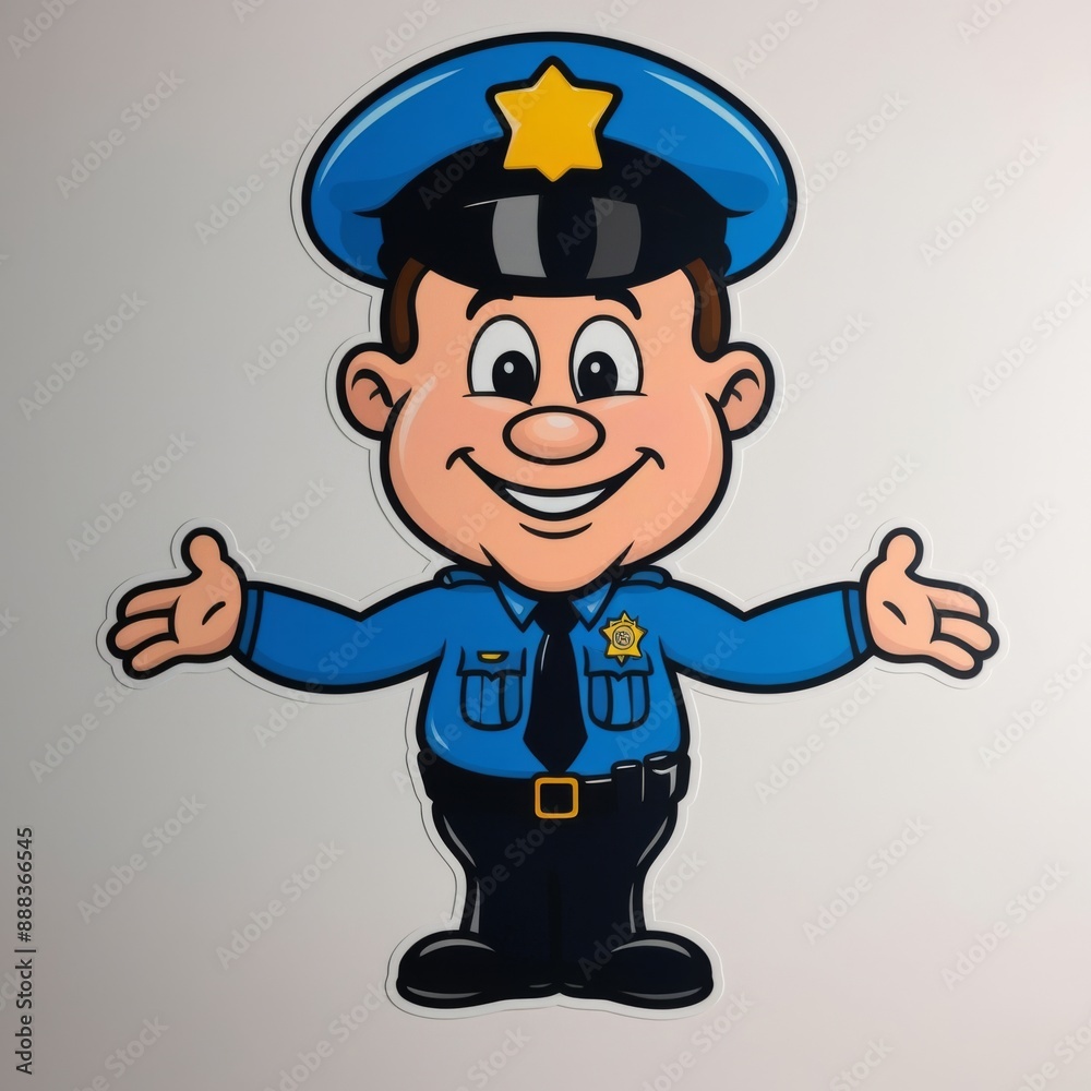 Smiling Cartoon Police Officer with Open Arms Smiling Cartoon Police Officer with Open Arms
