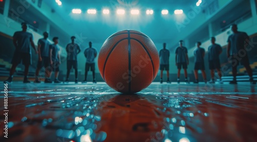 Rainy Night Basketball Game on a Wet Court