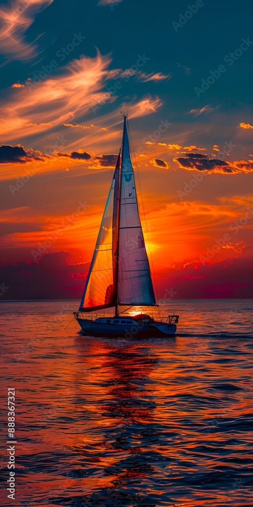 Fototapeta premium A sailboat in the ocean.