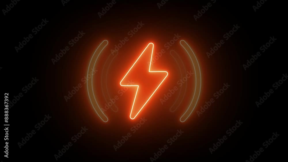 neon power icon animation in black background. neon animation in power icon. neon power icon animation in black background. neon animation in power icon.