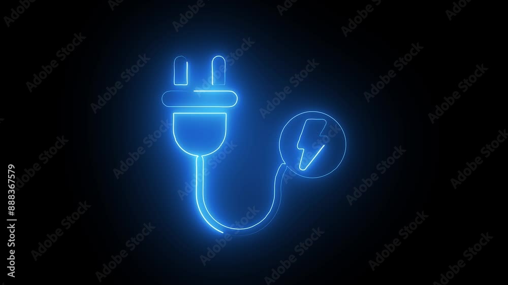 neon power icon animation in black background. neon animation in power icon. neon power icon animation in black background. neon animation in power icon.