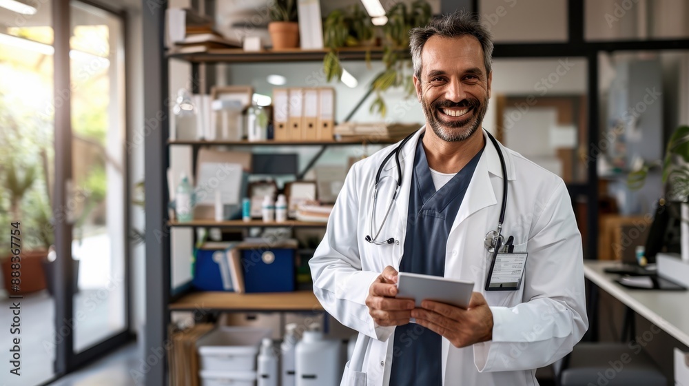 The doctor with tablet