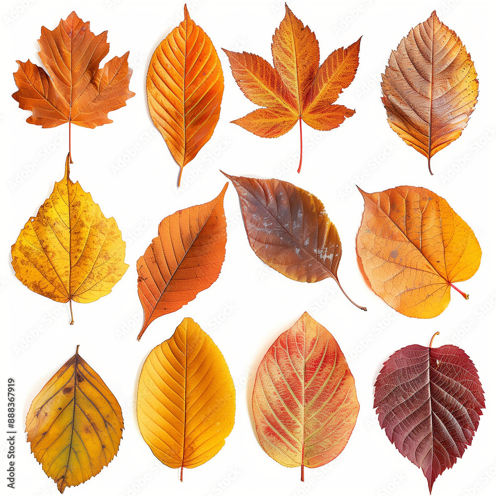 Obraz premium set of autumn leaves isolated on white background