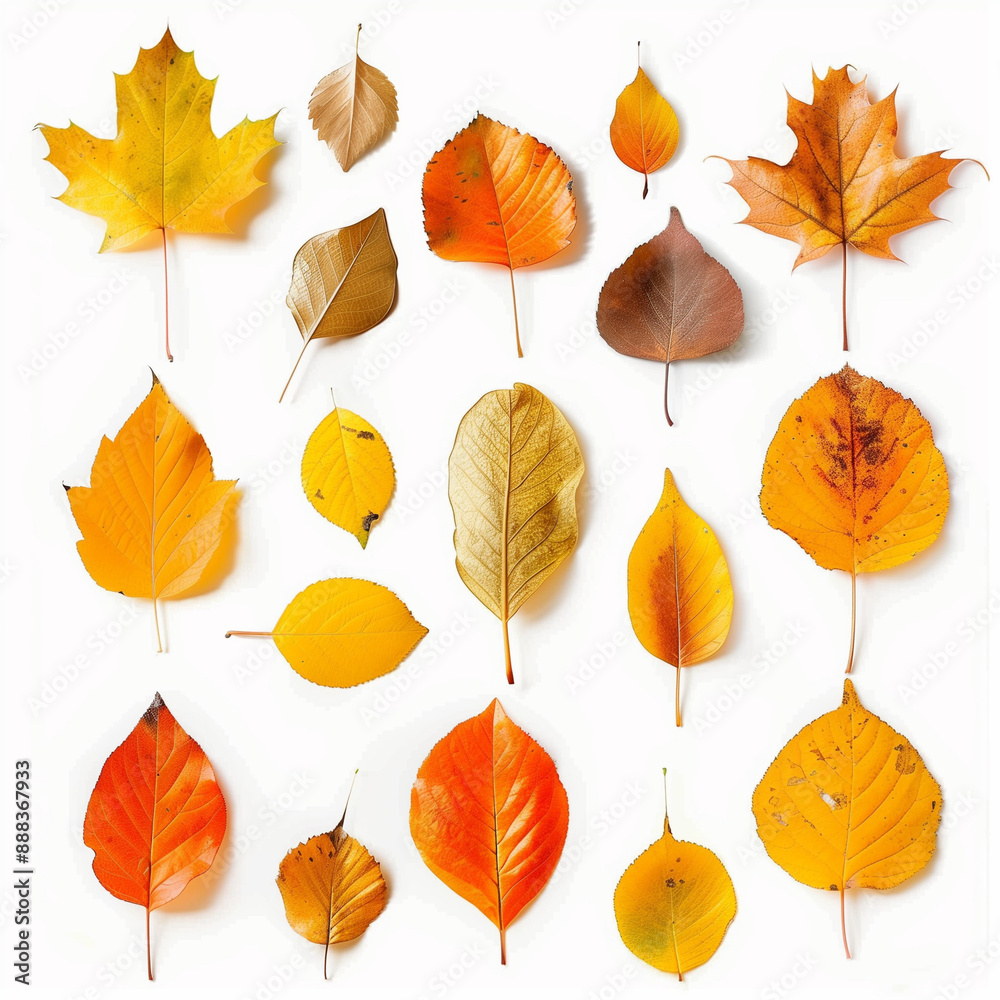Obraz premium set of autumn leaves isolated on white background