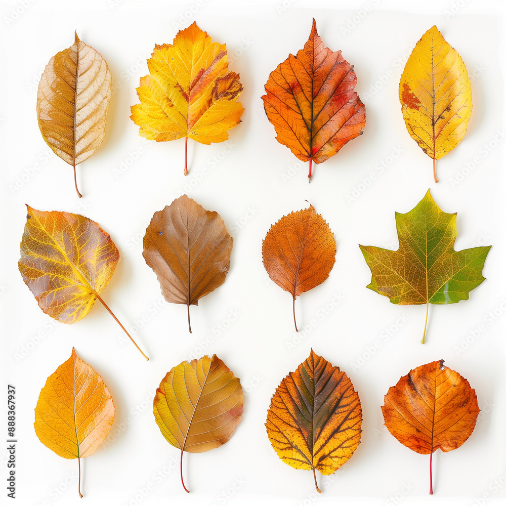Obraz premium set of autumn leaves isolated on white background