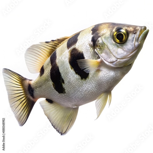 Archerfish With Black and White Bands on a White Background. Generative AI photo