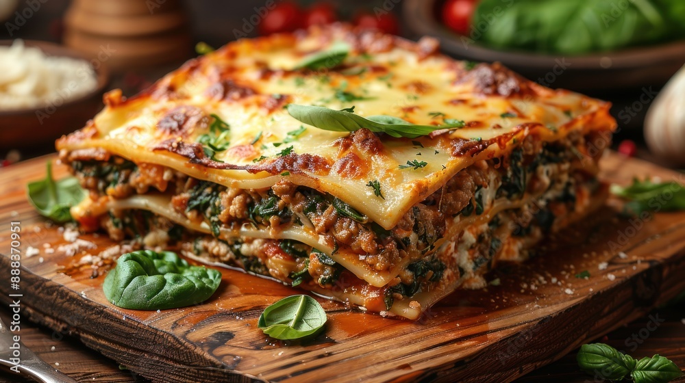 Homemade Lasagna with Spinach and Meat Homemade Lasagna with Spinach and Meat