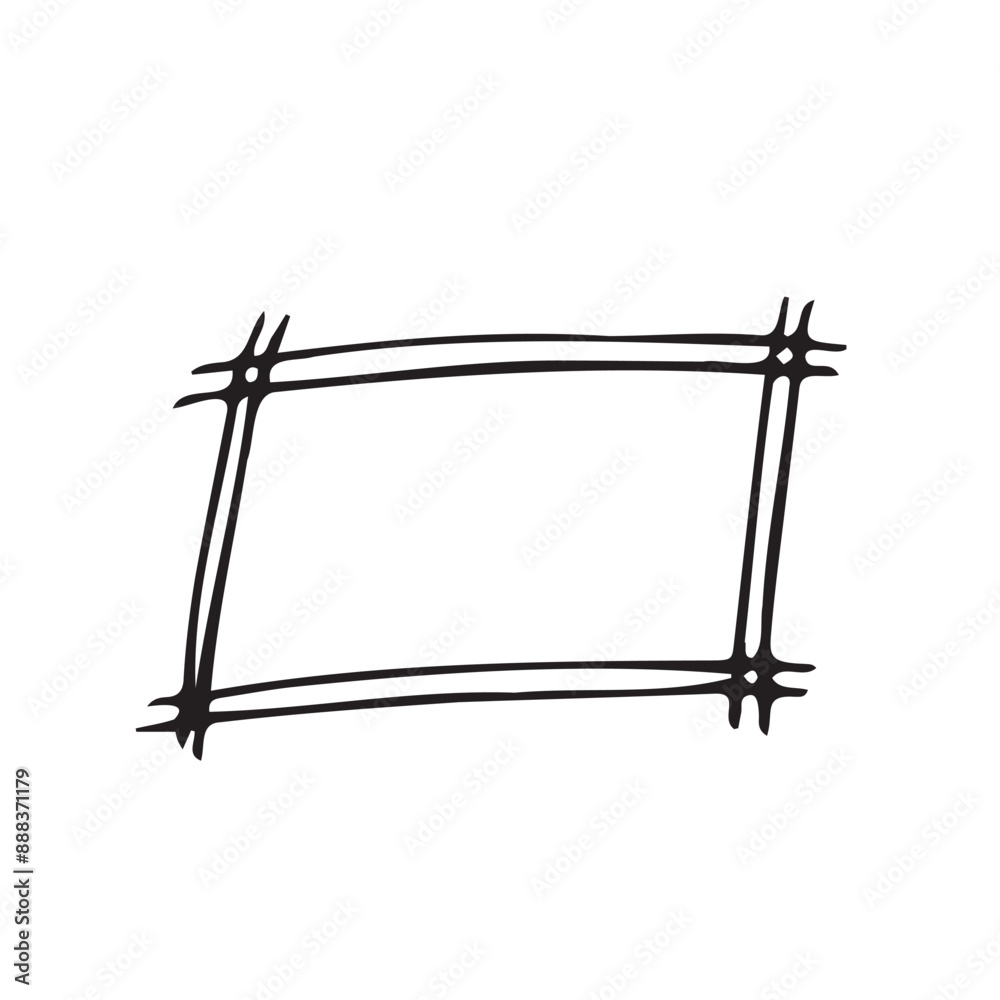 Hand drawn frame icon. Border line doodle sketch, square frame scribble design element isolated Hand drawn frame icon. Border line doodle sketch, square frame scribble design element isolated