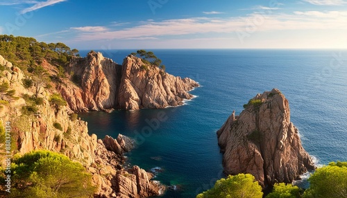 landscape of cliffs on the coast of girona known as costa brava in catalonia in spain