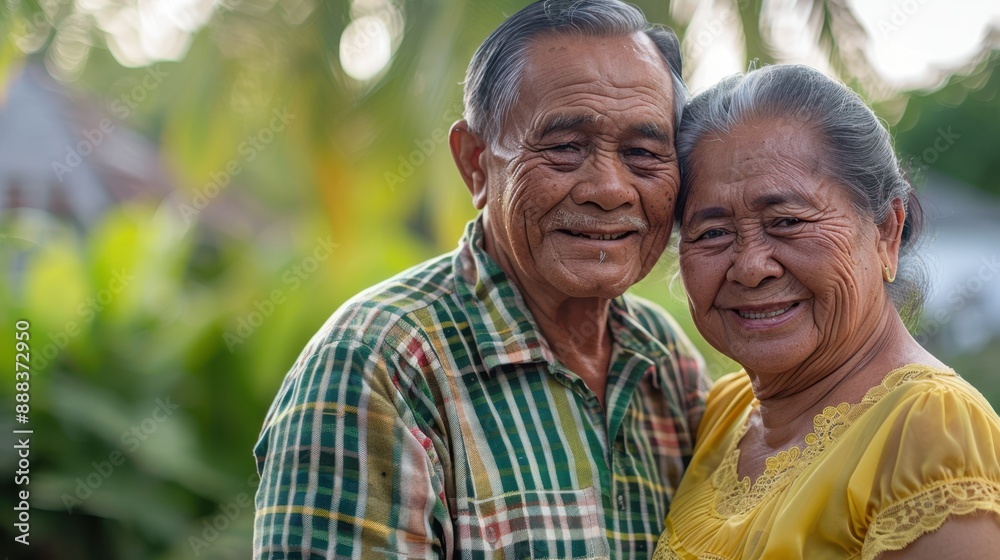 The elderly smiling couple The elderly smiling couple