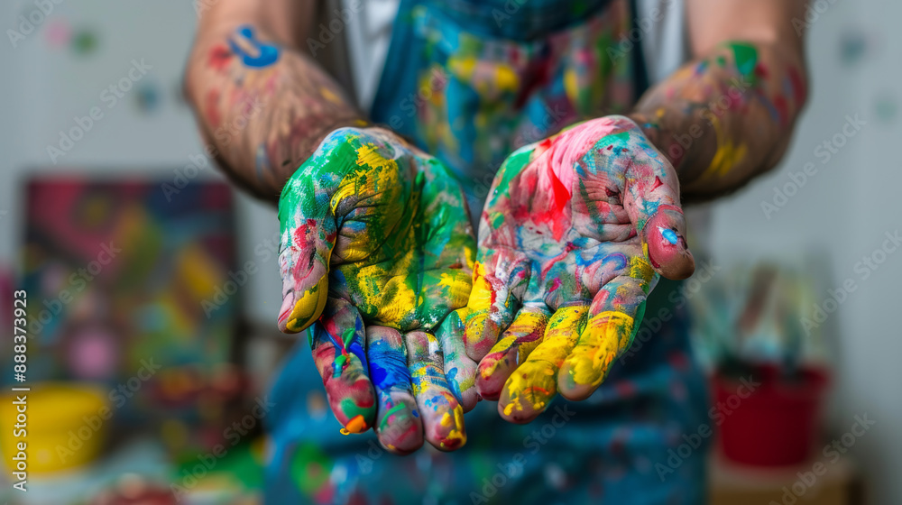 painter colored hands painter colored hands