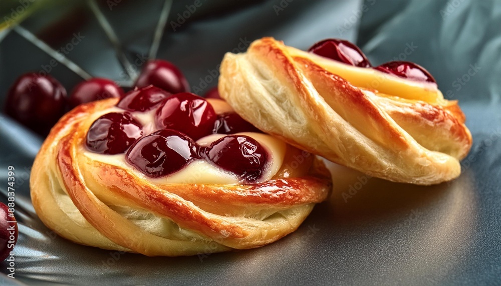 Danish Rind cherry and cheese danish ring macro Stock Photo | Adobe Stock