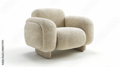 A modern chair with a beige fabric. photo