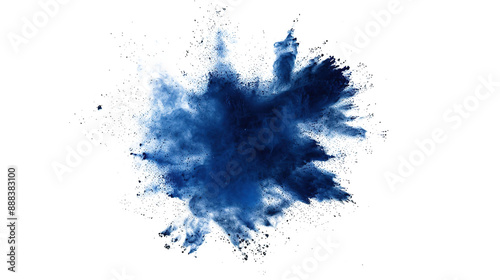 Abstract Navy Blue Color Holi Paint Powder Festival Explosion Burst on Transparent Background PNG - Paint Isolated Splash Explode Smoke Dust Spray Cloud Gas Ink Blooming Smog Splatter Fume
