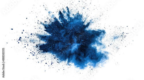 Abstract Navy Blue Color Holi Paint Powder Festival Explosion Burst on Transparent Background PNG - Paint Isolated Splash Explode Smoke Dust Spray Cloud Gas Ink Blooming Smog Splatter Fume
