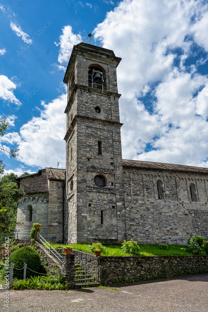 Fototapeta premium A view of the Abbazia di Piona monastery on Lake Como in Italy