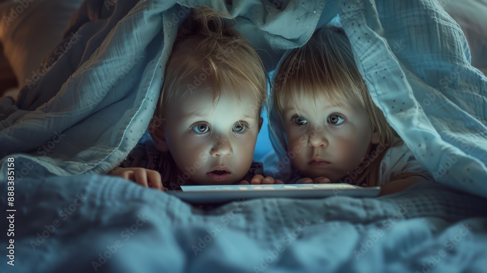 The children watching tablet The children watching tablet