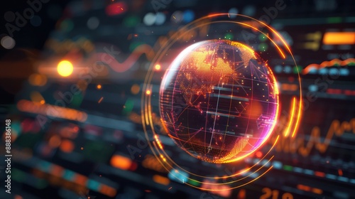 abstract representation of financial risk assessment, depicted as a glowing orb surrounded by various colored rings indicating different risk levels