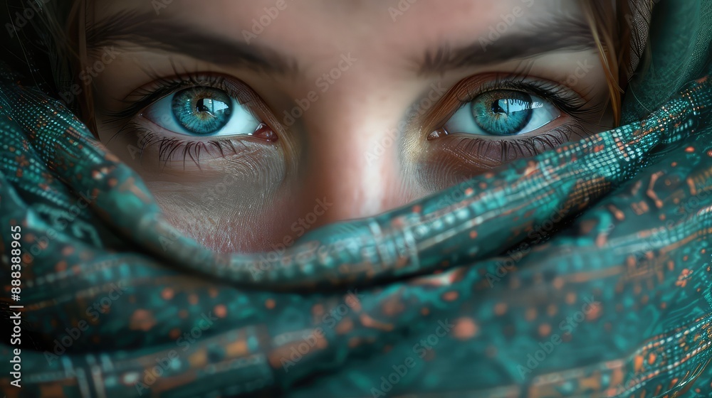 Enigmatic Eyes Behind Green Patterned Scarf: A Captivating Glimpse into Mystery and Depth Enigmatic Eyes Behind Green Patterned Scarf: A Captivating Glimpse into Mystery and Depth