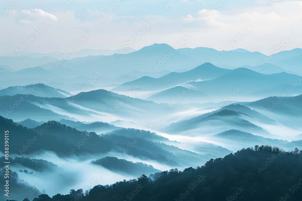 Foggy Blue Ridge Mountains Panorama Foggy Blue Ridge Mountains Panorama