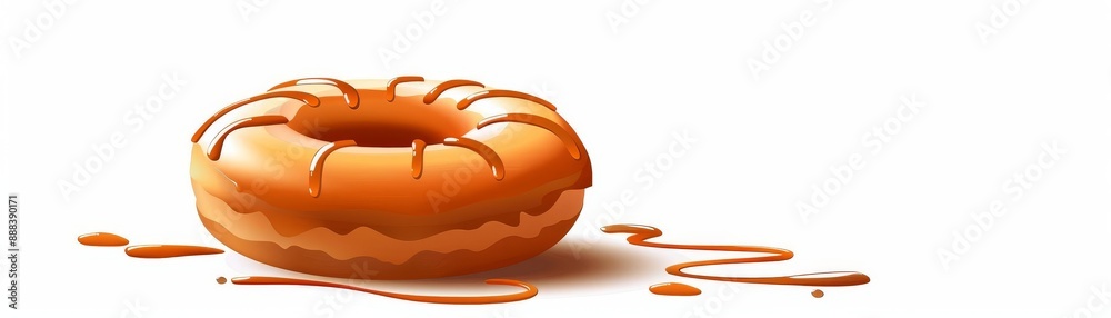 Close-up of a delicious caramel-covered donut on a white background, showcasing the sweet and indulgent treat with a drizzle of caramel sauce. Close-up of a delicious caramel-covered donut on a white background, showcasing the sweet and indulgent treat with a drizzle of caramel sauce.