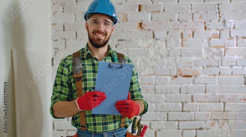 The construction worker with clipboard photo