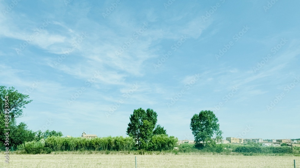 Obraz premium Landscape with views of meadows in Vidreres, la Selva, Gerona. 