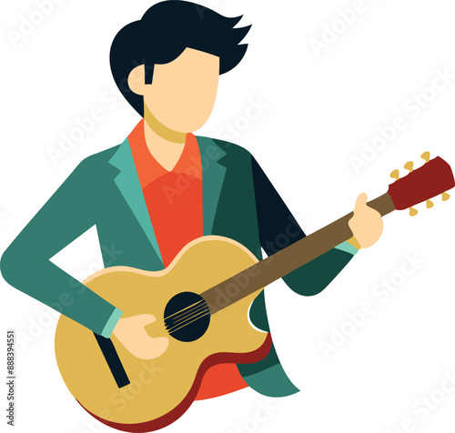 Man playing guitar in green jacket