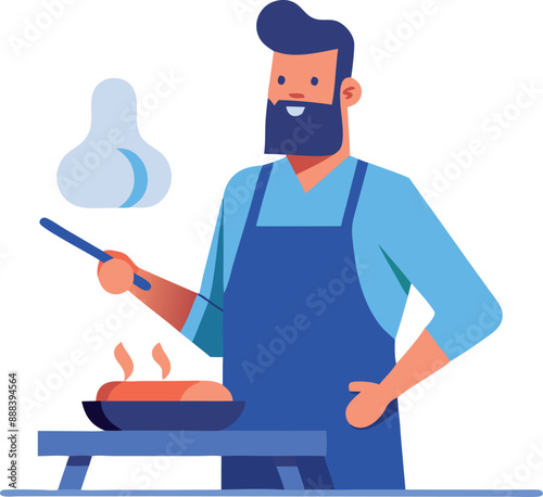 Man grilling food on a barbecue grill