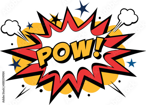 Comic style explosion bubble with POW text in red and yellow