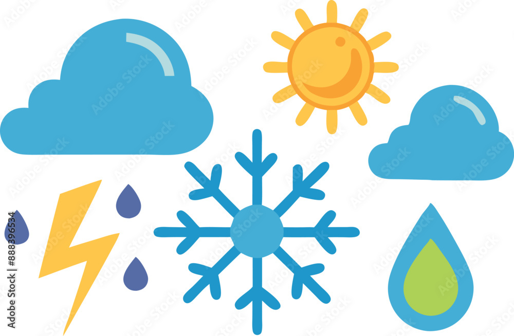Weather icons with different conditions and symbols Weather icons with different conditions and symbols