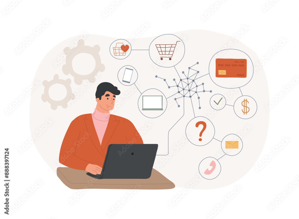 Transactions processing isolated cartoon vector illustrations. Transactions processing isolated cartoon vector illustrations.