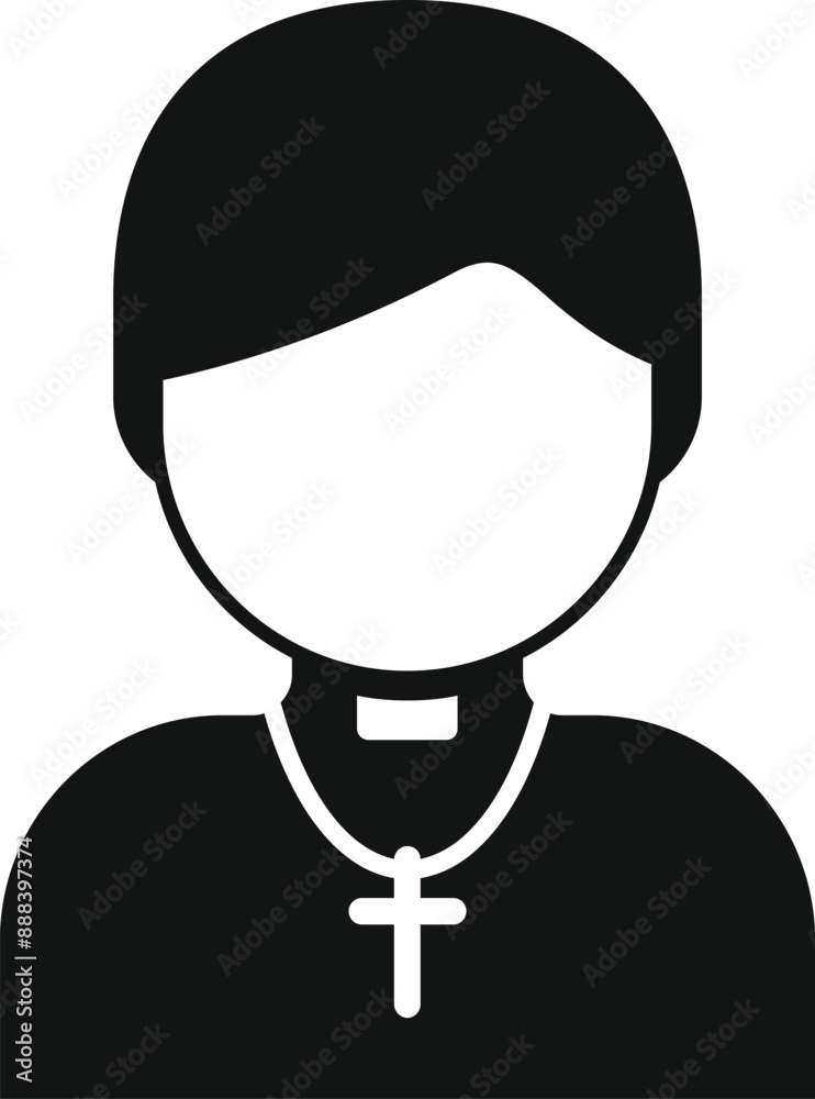 Simple vector icon of a priest wearing a cassock with a cross necklace, perfect for religious or spiritual designs