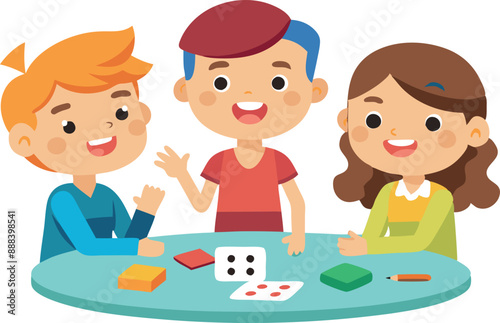 Children playing board games at a table